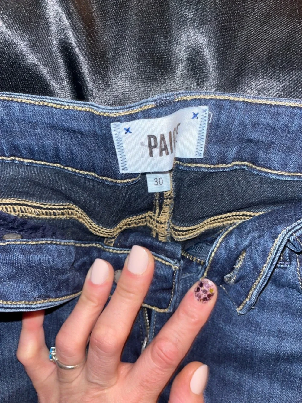 PAIGE Dark Indigo High-Rise Slim Jeans - Picture 1 of 2